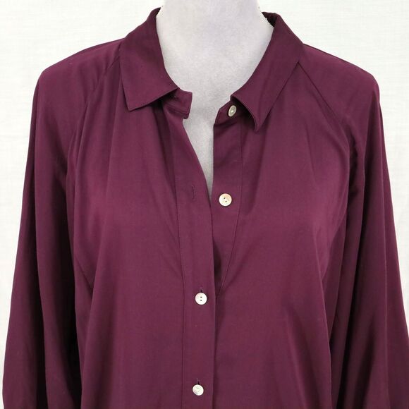 J Jill Dress Plus Size 2X Plum Eggplant Stretch Twill Back Pleats Oversized - Picture 8 of 14